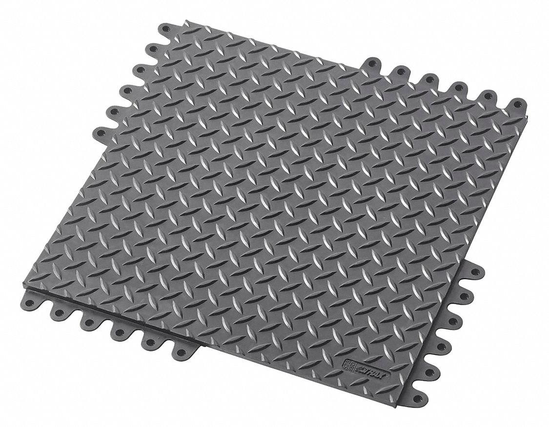 INTERLOCKING ESD MAT TILE, 18 X 18 IN 573 DE-FLEX ESD, BLACK, 8 PK