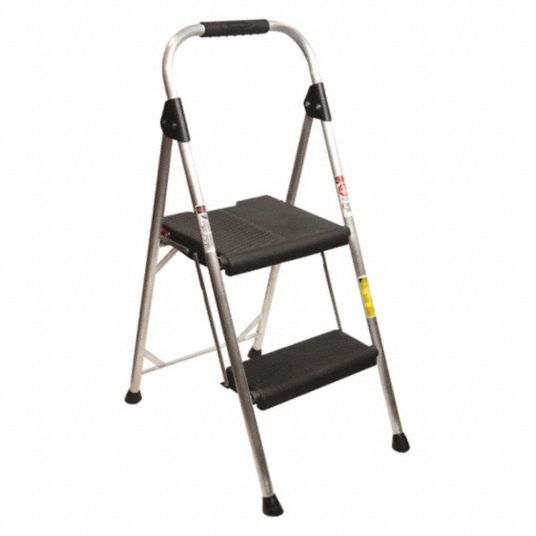 WERNER, 2 Steps, 21 in Top Step Ht, Step Stool - 494H02|AL412-6 - Grainger