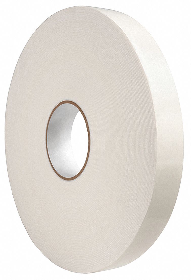 White, 1 in x 18 yd, Double-Sided Foam Tape - 494K35|TC642-1