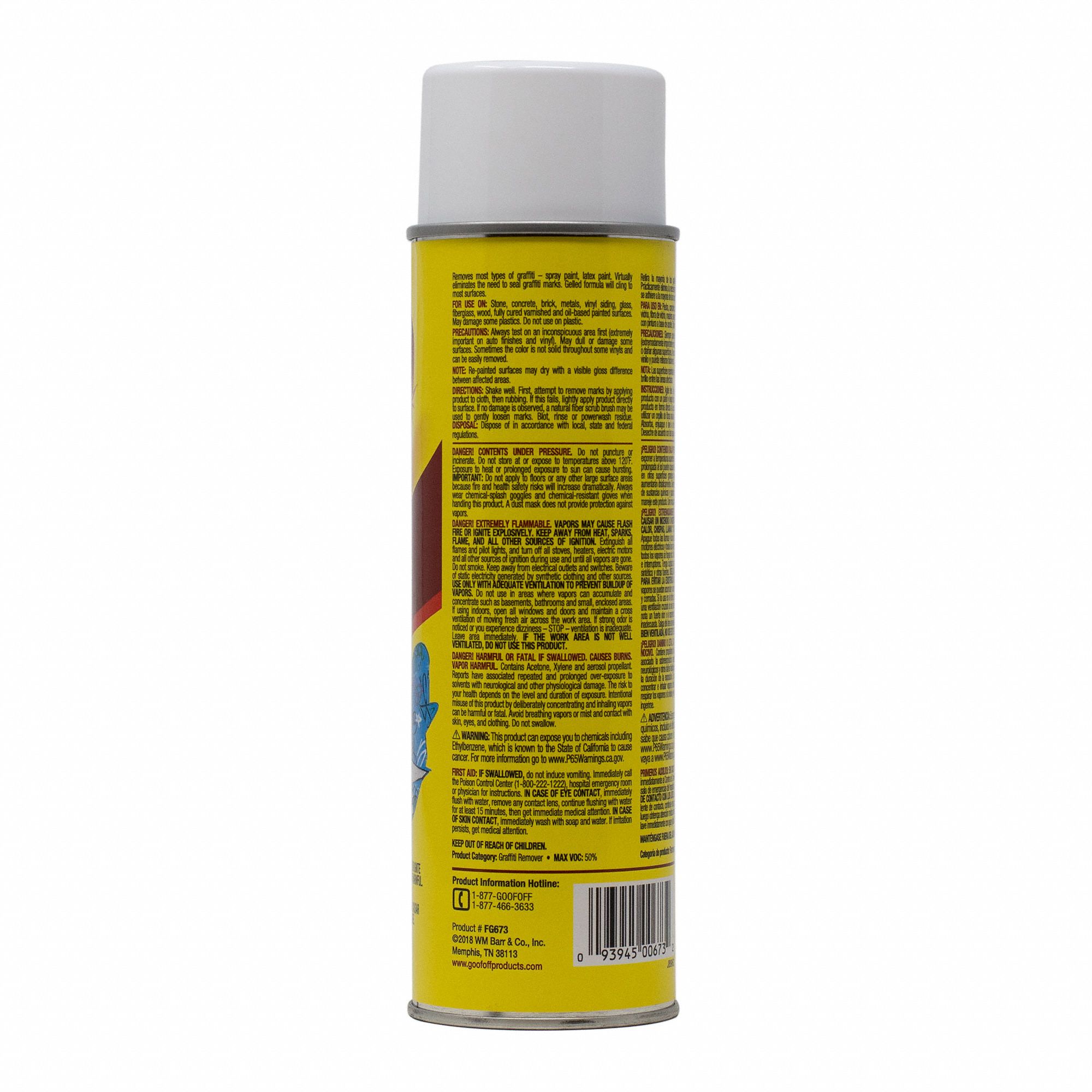 GOOF OFF Graffiti Remover Aerosol Spray Can, 16 oz, Liquid 494K90FG673 Grainger