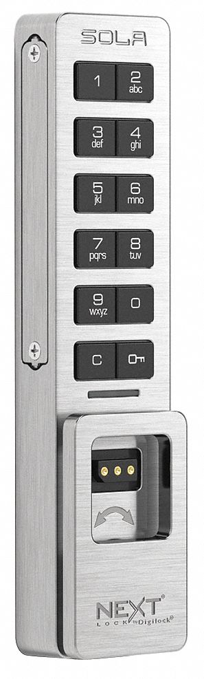Electronic Keyless Lock: Brushed Nickel, Cam Latch, 5 1/4 in Body Ht, 1 1/4 in Body Wd, Keypad