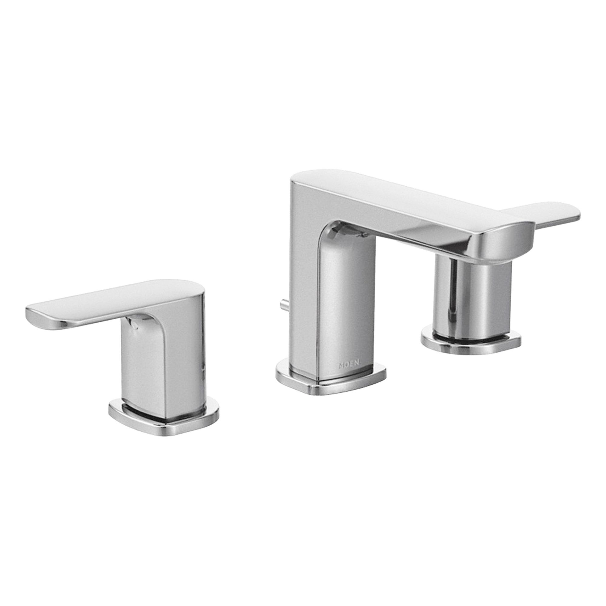 Straight Spout Bathroom Faucet: Rizon, Brass, Chrome Finish, 1.2 gpm Flow Rate, Widespread