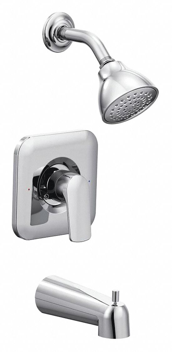 Tub and Shower Trim Kit: Moen, Rizon Posi-Temp T2813, Single Function, Chrome Finish, Bulb