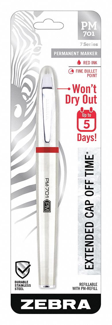 Permanent Marker: Fine, Capped, Red, 6 PK