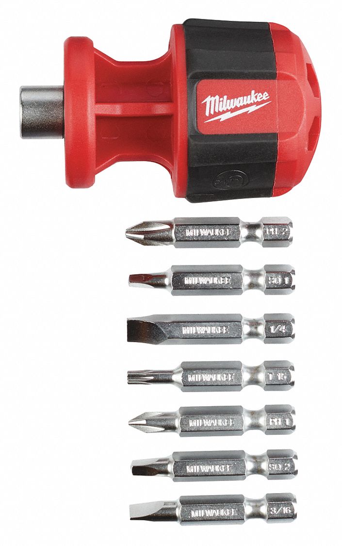 MILWAUKEE MultiBit Screwdriver, NumBits 8 494M7448222130 Grainger