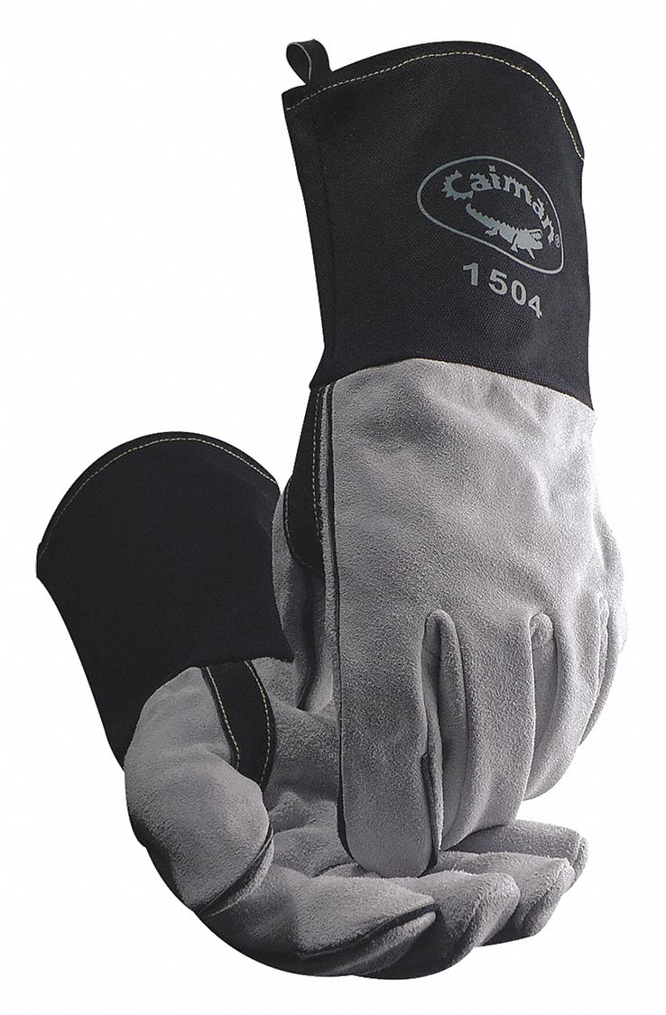 CAIMAN Welding Gloves Straight Thumb, Gauntlet Cuff, Std, White