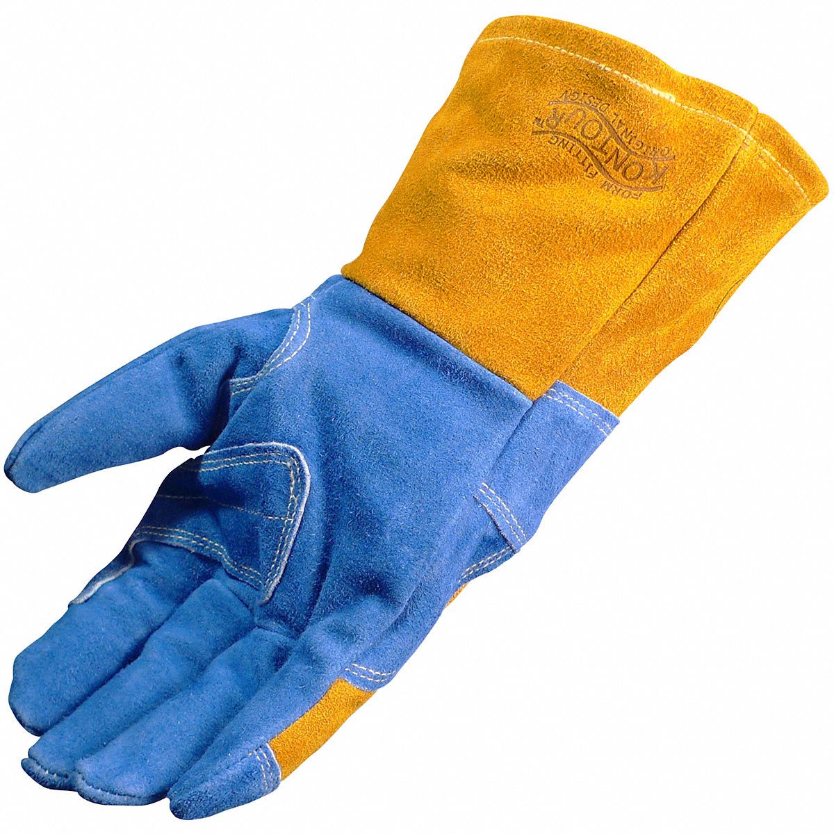 CAIMAN Welding Gloves Keystone Thumb, Gauntlet Cuff, Premium, Blue