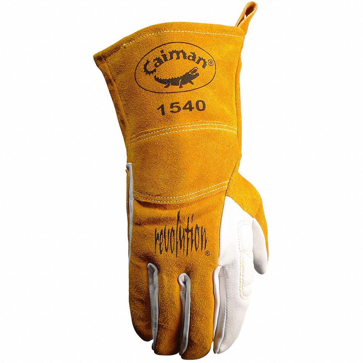 CAIMAN Welding Gloves Wing Thumb, Gauntlet Cuff, Premium, White