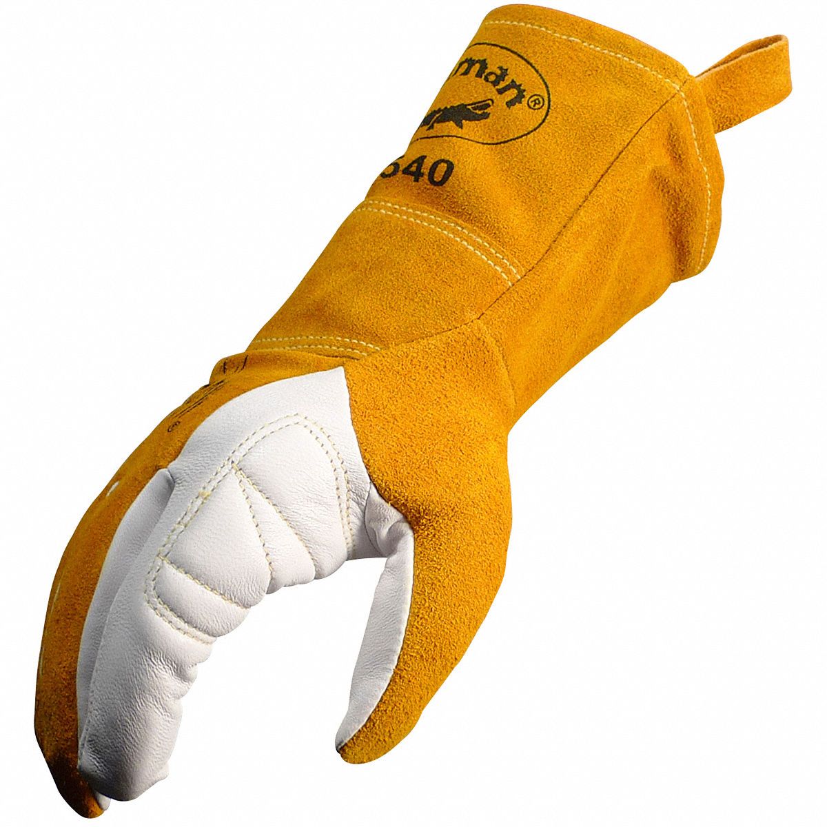 CAIMAN Welding Gloves Wing Thumb, Gauntlet Cuff, Premium, White