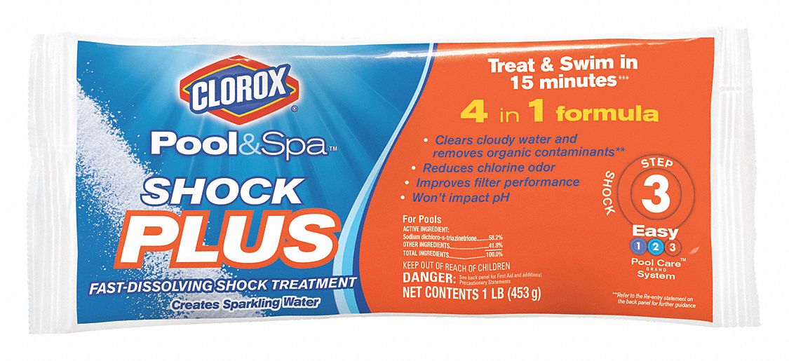 CLOROX POOL & SPA, Granular, Packet, Pool Shock Plus 494P1832636CLX Grainger