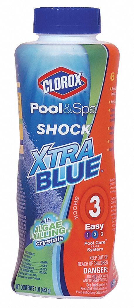 Pool Shock XtraBlue: Granular, Bottle, 1 lb, 20 PK