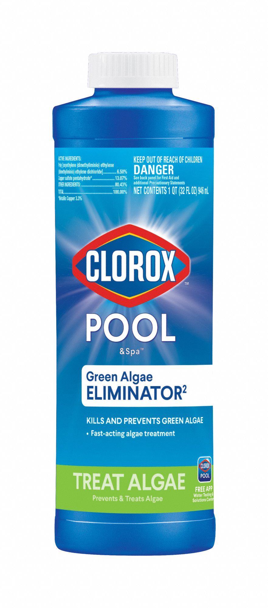 CLOROX POOL & SPA, Liquid, Bottle, Algaecide 494P2042432CLX Grainger
