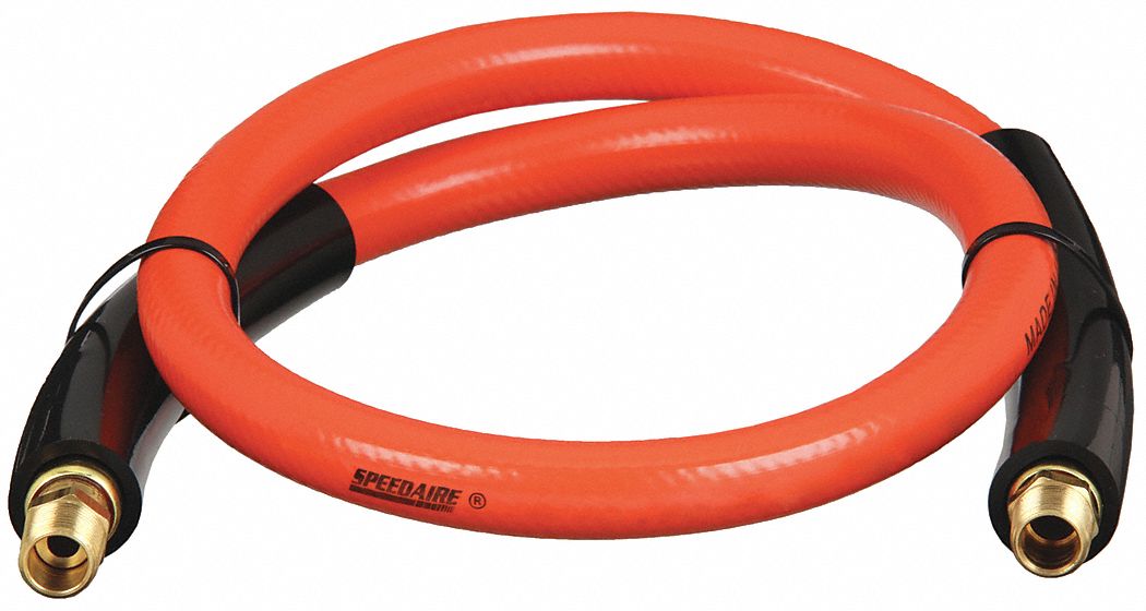 SNUBBER HOSE, ½ IN INSIDE DIAMETER, 4 FT HOSE LENGTH, ORANGE, BRASS X BRASS, 300 PSI