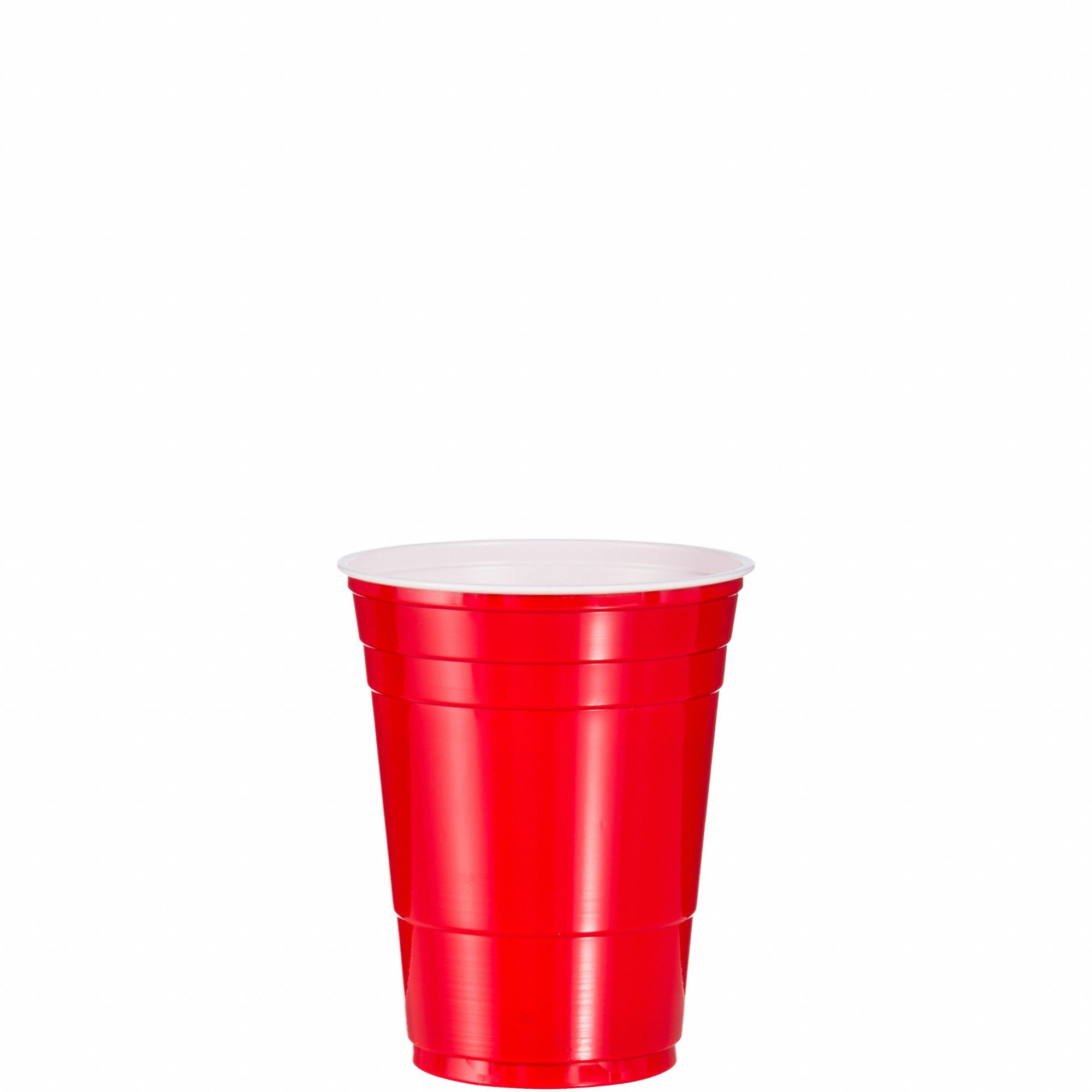 Disposable Cold Cup: 16 oz Capacity, Red, Plastic, Unwrapped, Patternless, 1,000 PK