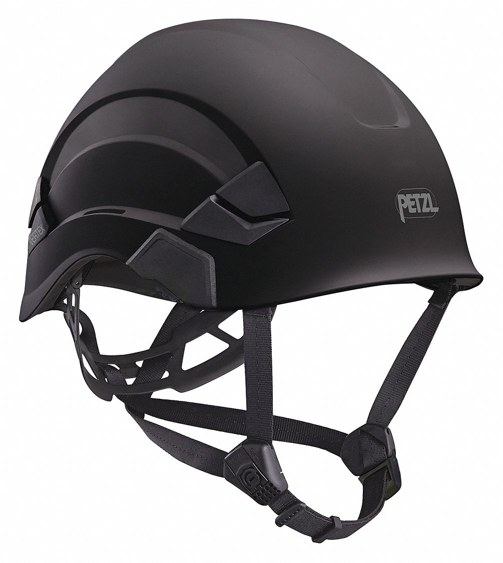 Hard Hat: Black, No Graphics, Ratchet (6-Point), ABS, Side-Slots, PETZL,  Basic Colors, Vertex