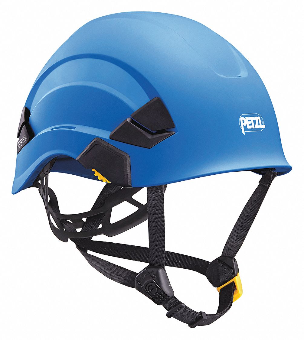 Hard Hat: Blue, No Graphics, Ratchet (6-Point), Ratchet, ABS, Side-Slots, PETZL, Solid, Vertex