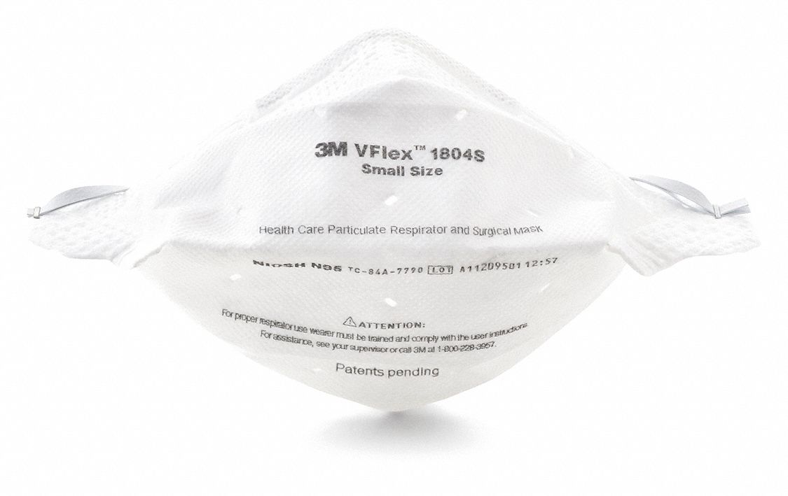 DISPOSABLE PARTICULATE RESPIRATOR, PP/POLYISOPRENE/AL/STEEL, S, N95, FLAT-FOLD, 50-PK