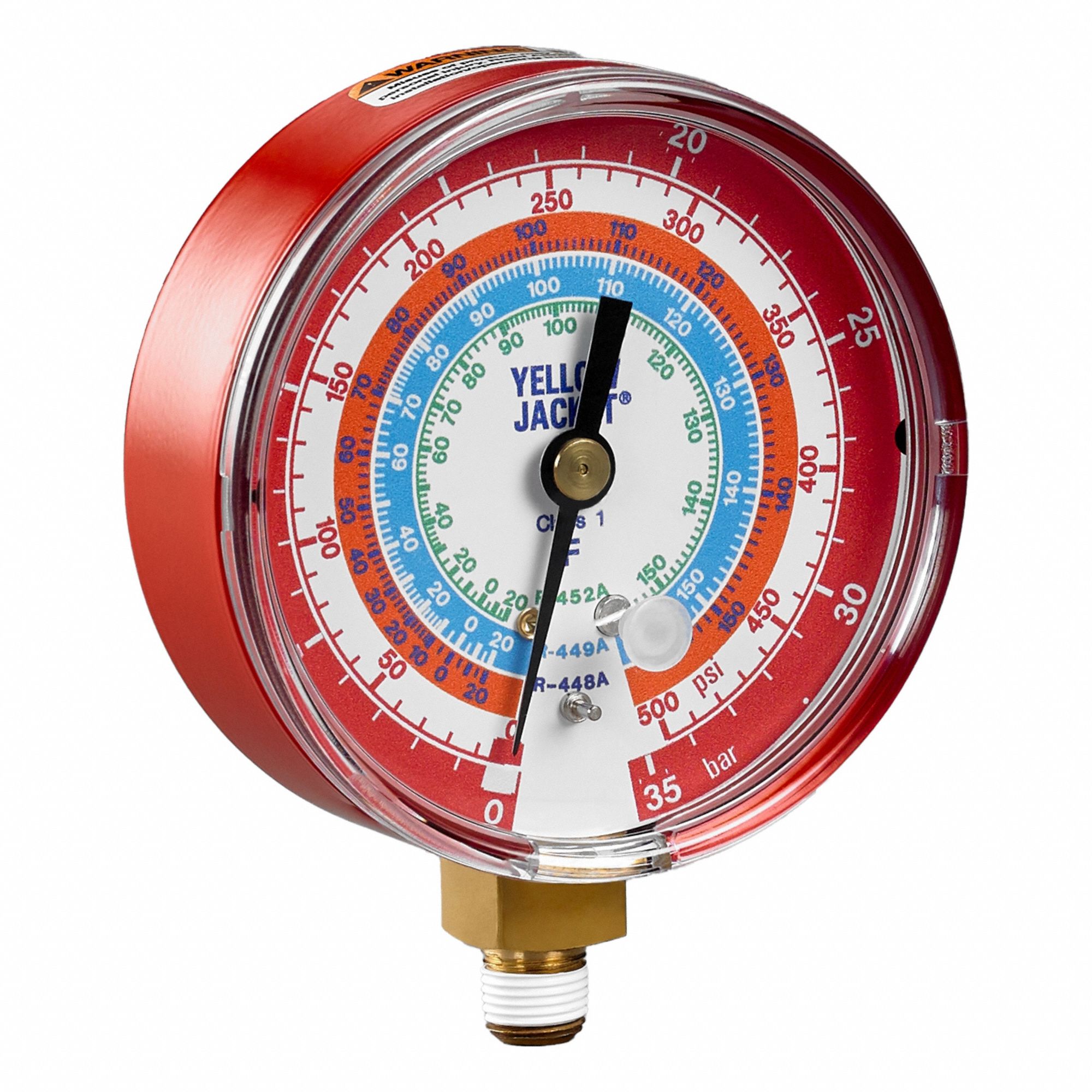 High Side Gauge: High Side Gauge, Non-Liquid Filled, 3 1/8 in Dia, 1/8 in Male NPT