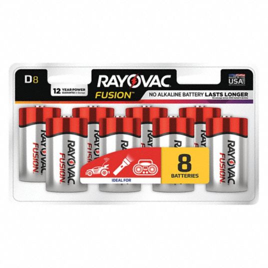 Rayovac D Battery Premium Alkaline 1 5v Dc Fusion 8 Pk 496l86 813 8ltfusk Grainger