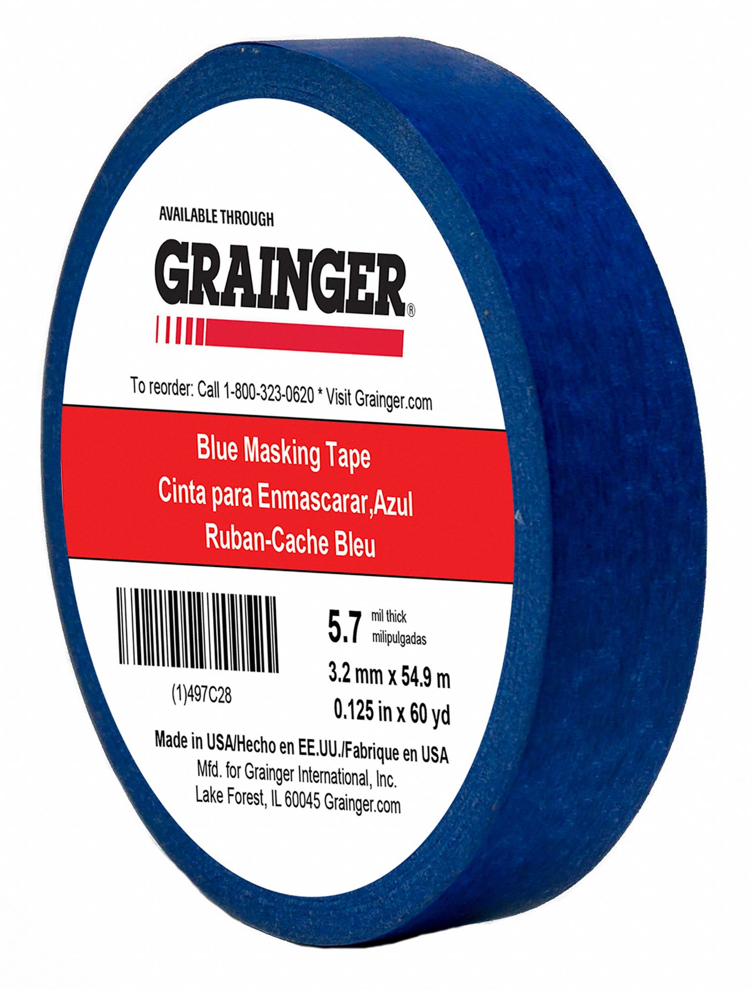 PAINTER'S TAPE, ⅛ IN X 60 YD, 5.7 MIL, RUBBER ADHESIVE, INDOOR, 50 °  TO 200 ° F, BLUE