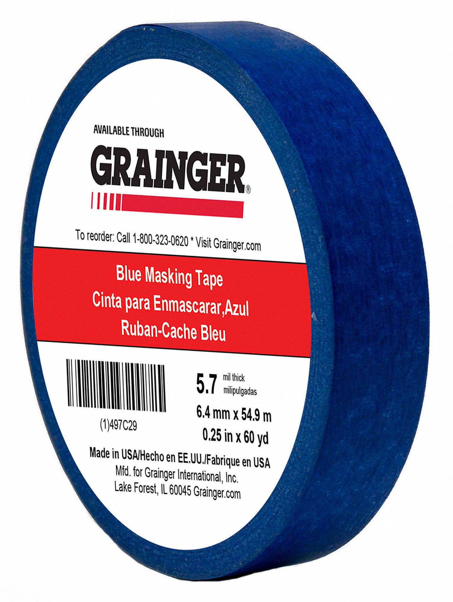 PAINTER'S TAPE, ¼ IN X 60 YD, 5.7 MIL, RUBBER ADHESIVE, INDOOR, 50 °  TO 200 ° F, BLUE