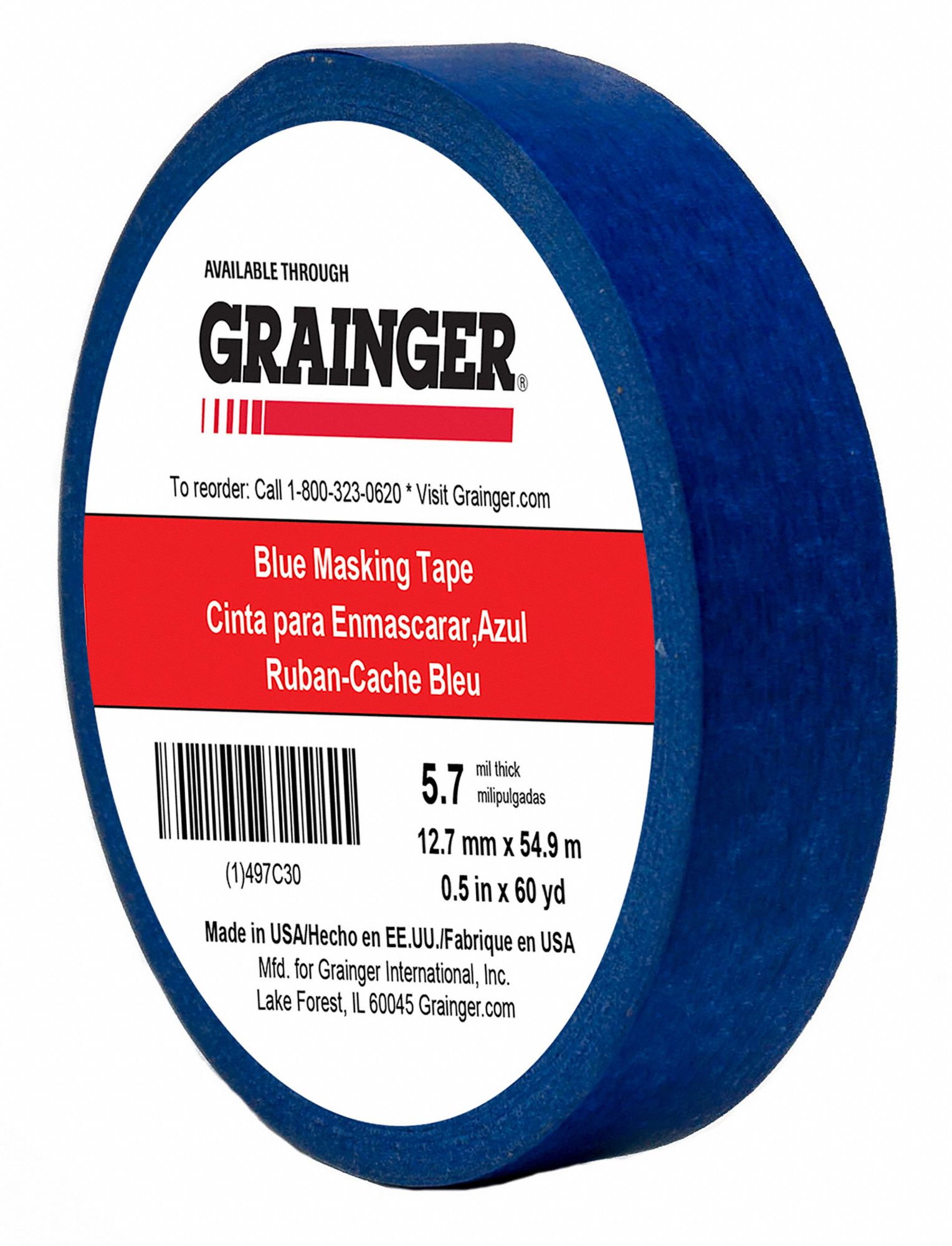 PAINTER'S TAPE, ½ IN X 60 YD, 5.7 MIL, RUBBER ADHESIVE, INDOOR, 50 °  TO 200 ° F, BLUE