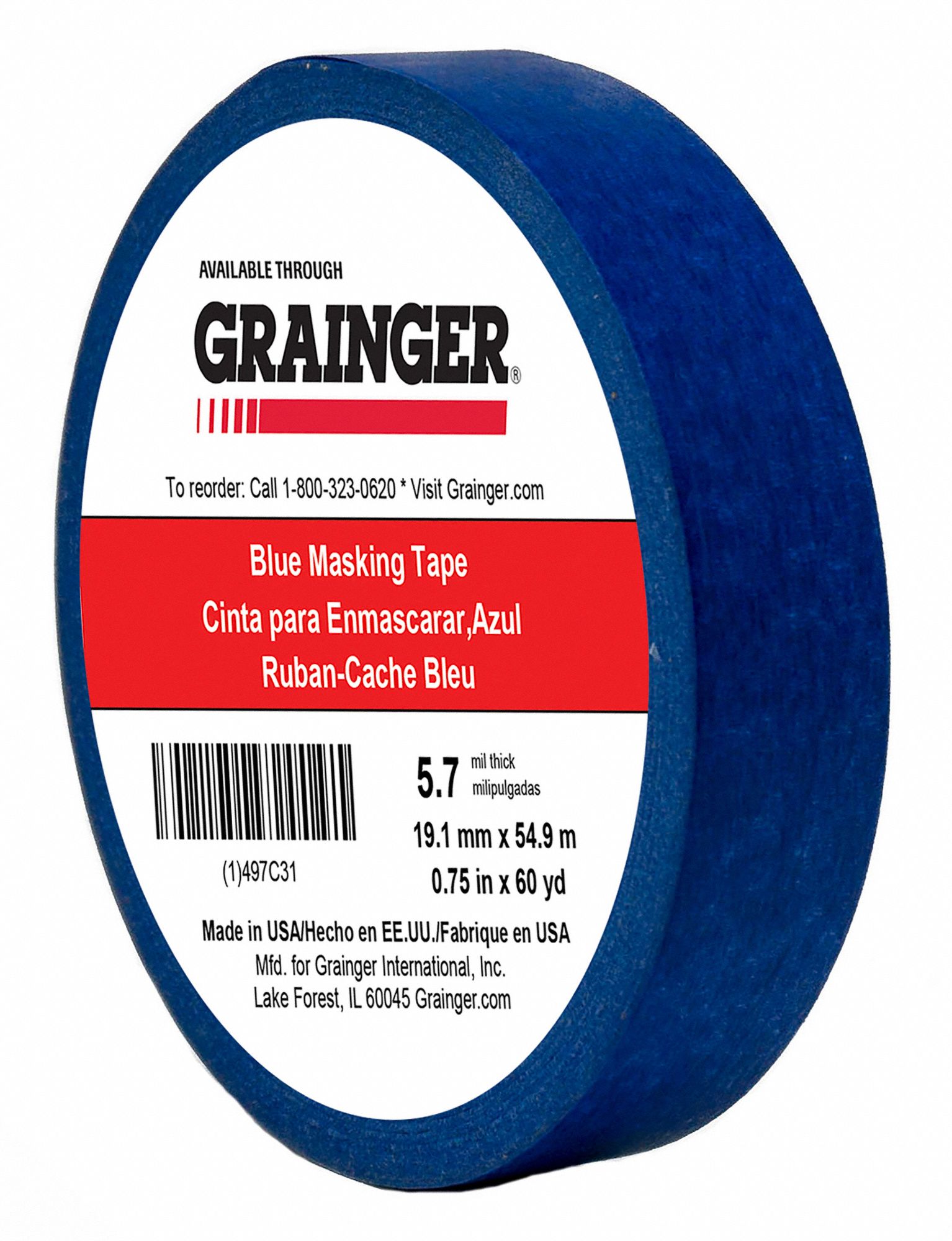 PAINTER'S TAPE, ¾ IN X 60 YD, 5.7 MIL, RUBBER ADHESIVE, INDOOR, 50 °  TO 200 ° F, BLUE