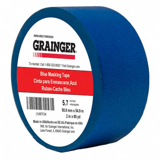 Grainger TC27-2 X 60YD, Painter Tape, 2 x 60 yd., 5.7 mil Thickness,  Rubber Adhesive