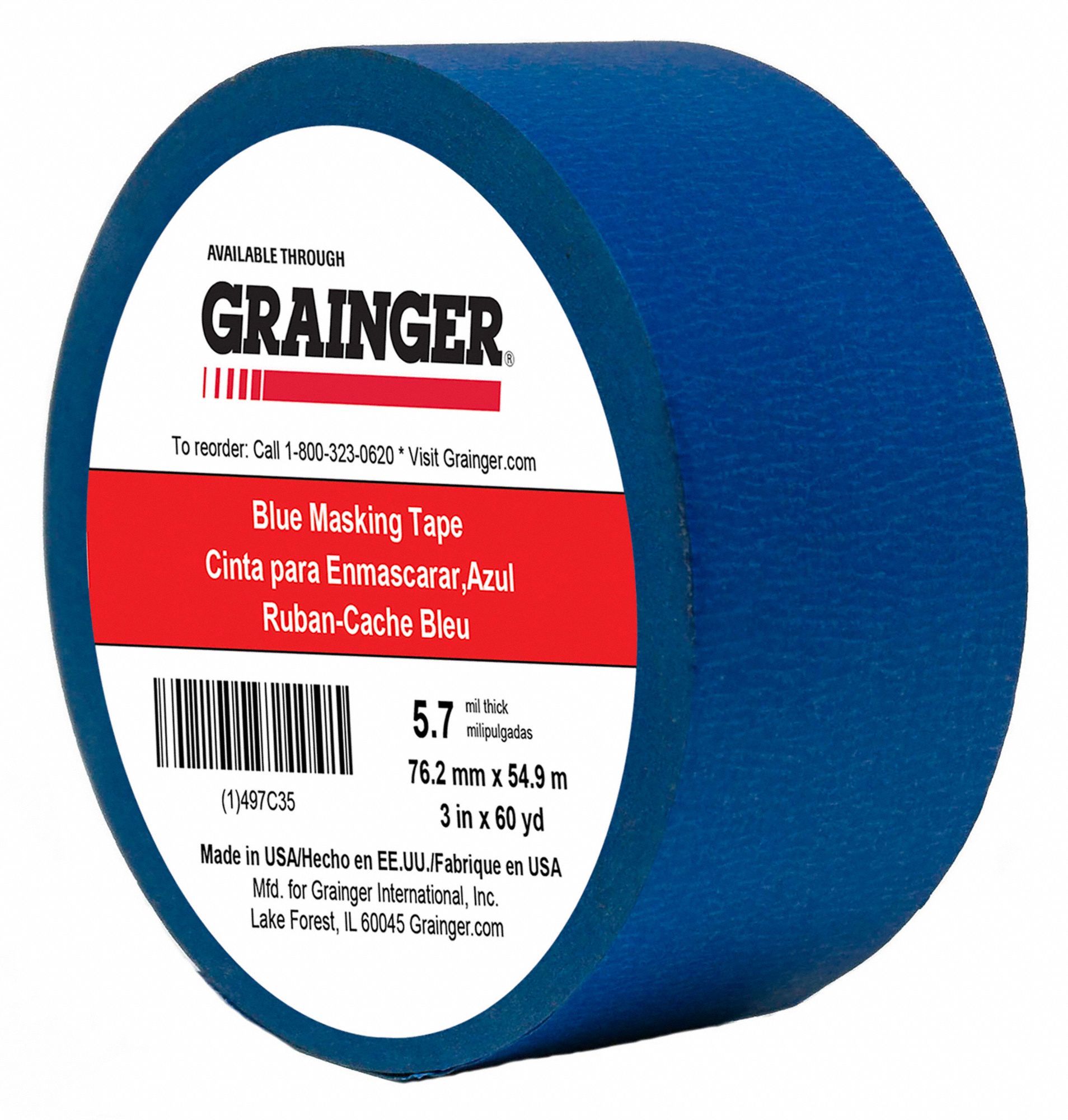 PAINTER'S TAPE, 3 IN X 60 YD, 5.7 MIL, RUBBER ADHESIVE, INDOOR, 50 °  TO 200 ° F, BLUE