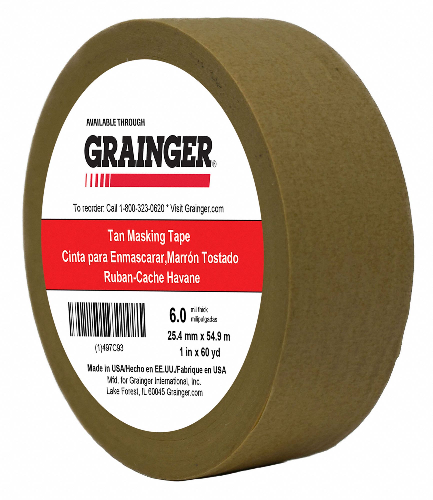 PRESSURE SENSITIVE PAPER TAPE, KRAFT PAPER, RUBBER, 5.7 MIL, 1 IN W, 180 FT L