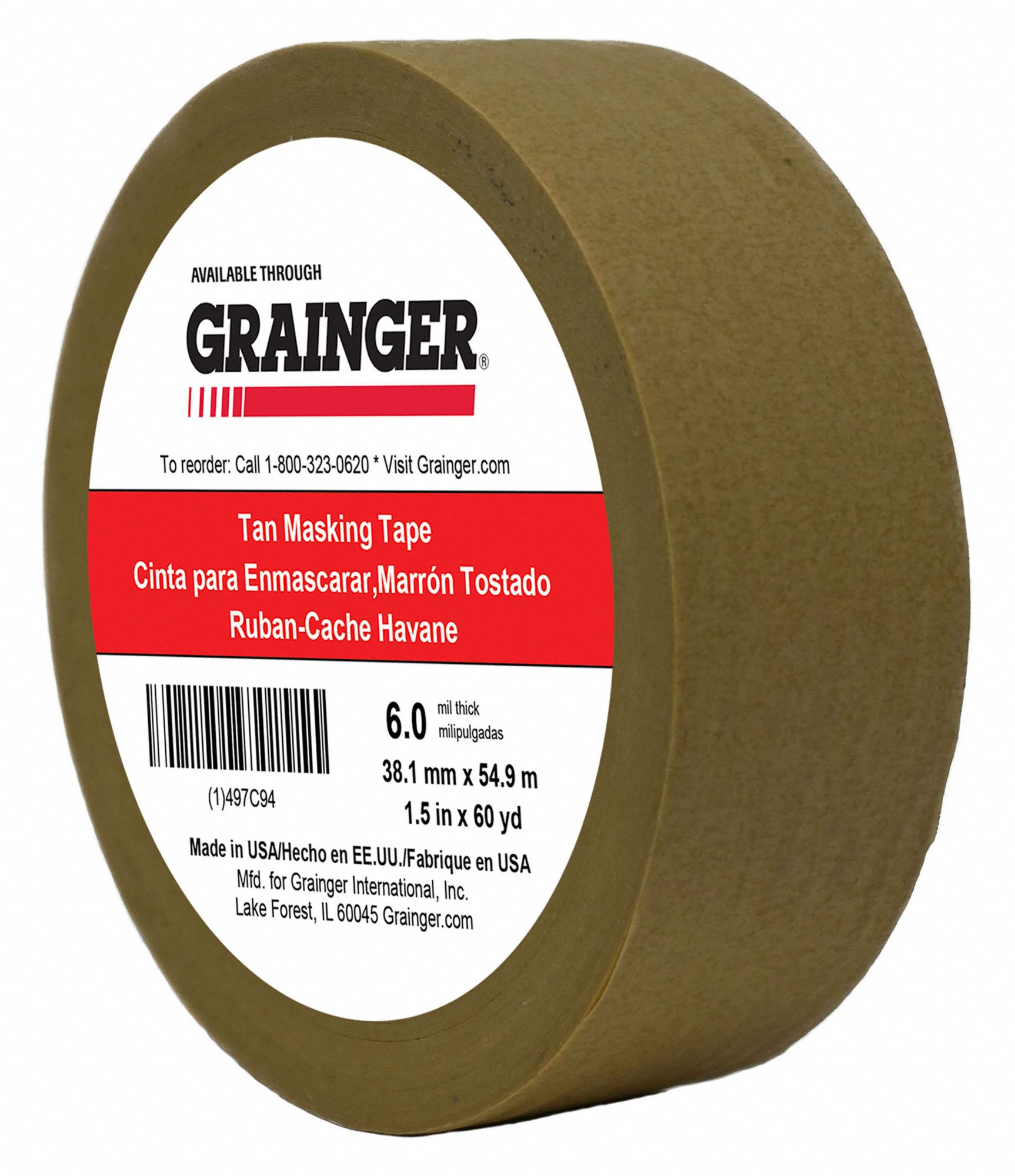 PRESSURE SENSITIVE PAPER TAPE, KRAFT PAPER, RUBBER, 5.7 MIL, 1 1/2 IN W, TAN