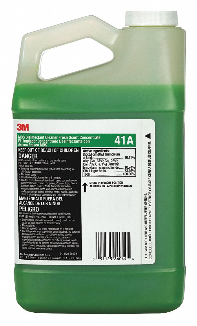 Cleaner and Disinfectant: 41A, For Flow Control Dispenser Series, 0.5 gal, Fresh