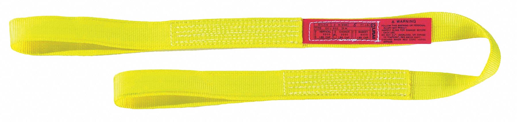Web Sling,Flat Eye and Eye - Type 3: 6 ft Sling Lg, 6 ft Lg of Sling Leg, 1 in Sling Wd