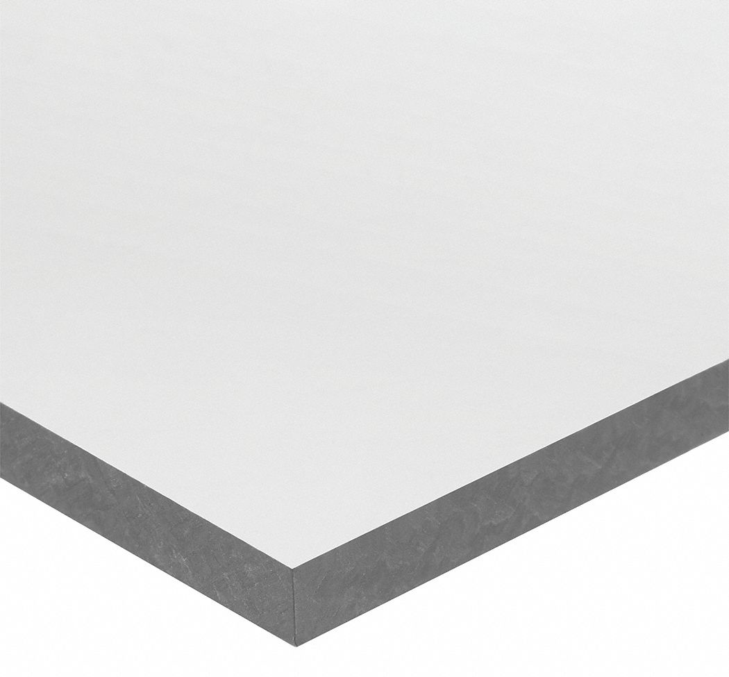 Rectangle Stock: 0.5 in Plastic Thick, 4 in W x 48 in L, Gray, Opaque,  7,200 psi Tensile Strength