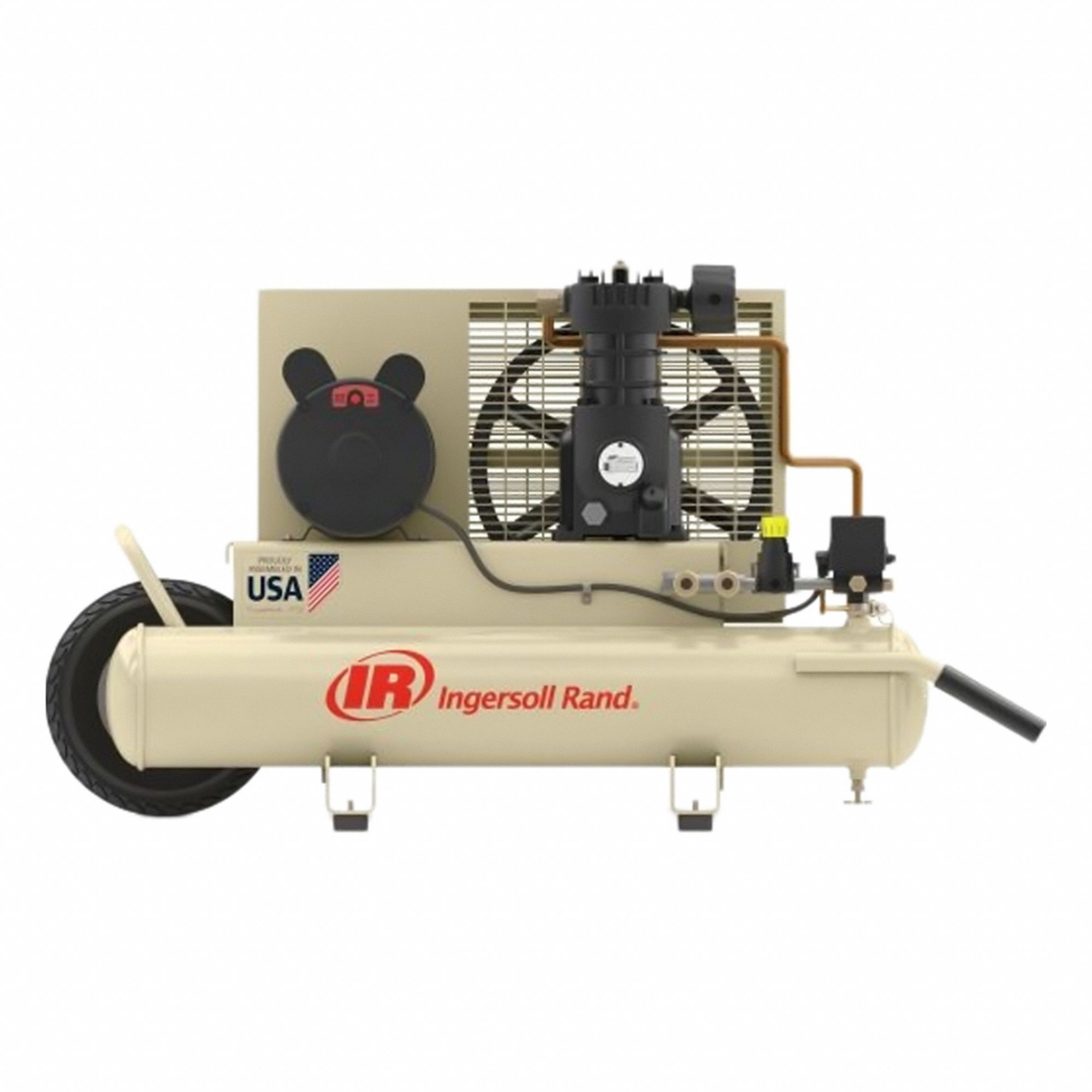 Portable Air Compressor: Synthetic, 8 gal, Twin Stack, 2 hp, 5.7 cfm @ 90 psi, 15.0