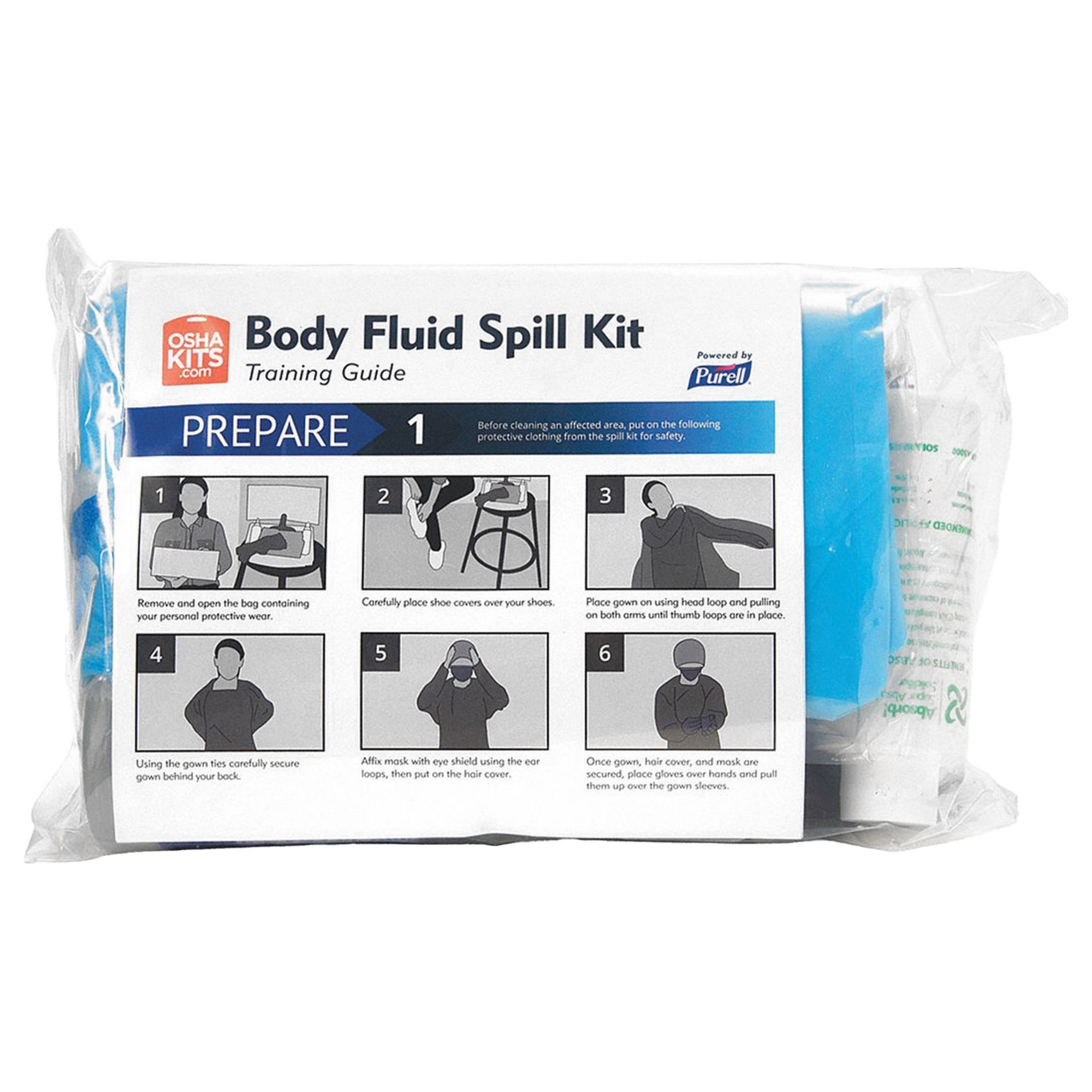 Spill Kit Refill: 1 gal Volume Absorbed Per Kit, Clear, 498W52/55KJ80, Bag, 16 PK