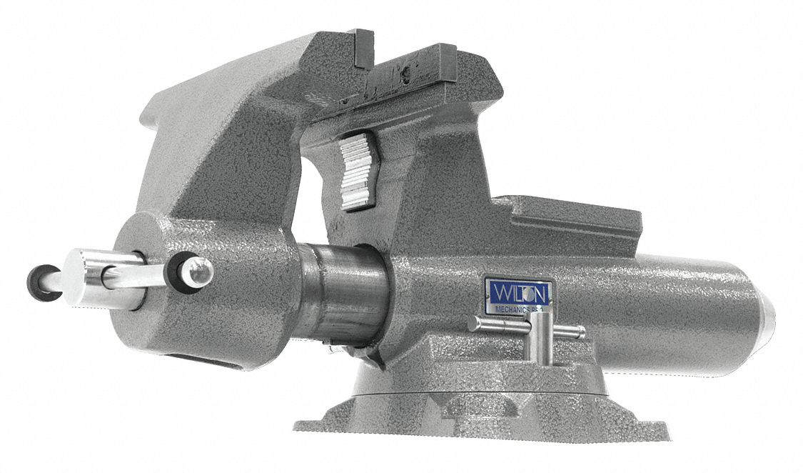 COMBINATION VISE, HEAVY-DUTY, ENCLOSED, 10 IN JAW FACE W, 12 IN MAX JAW OPENING, SERRATED