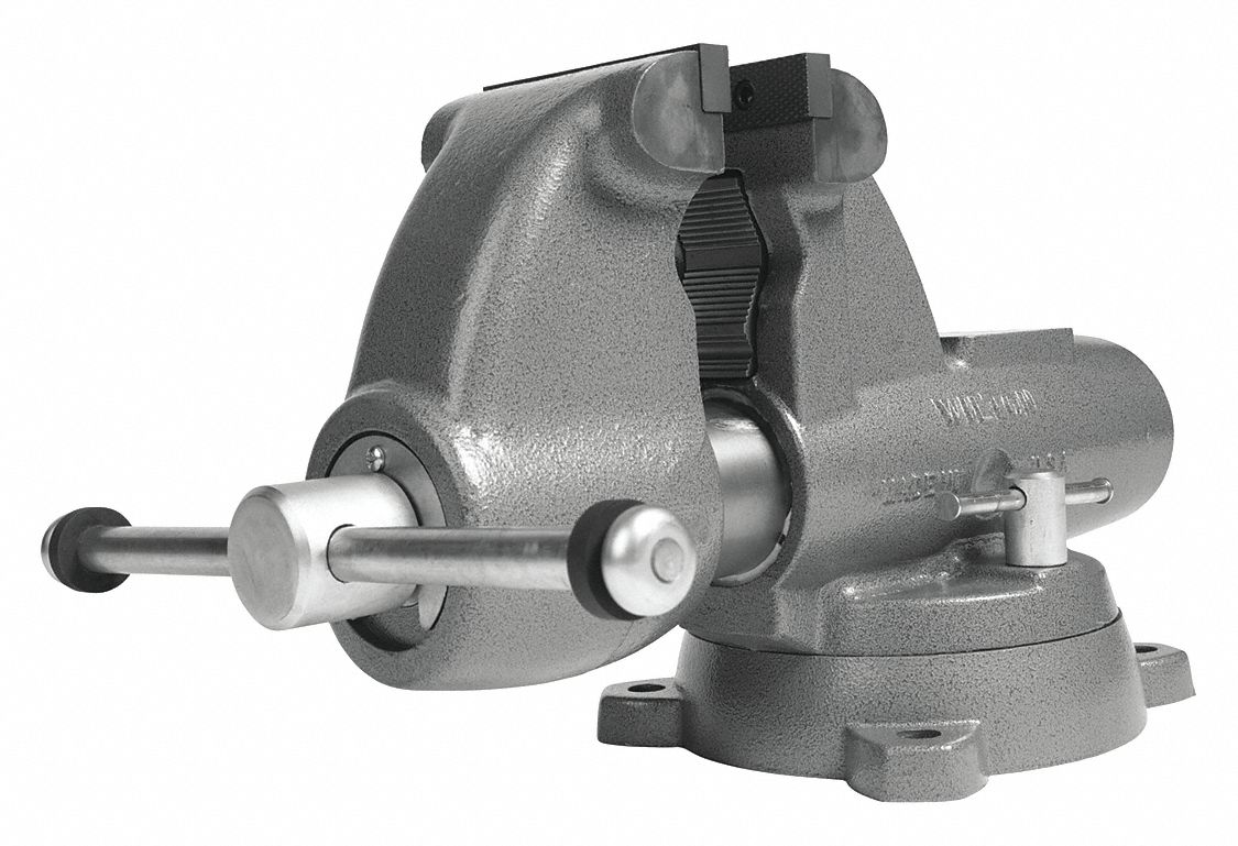 COMBINATION VISE, HEAVY-DUTY, ENCLOSED, 5 IN JAW FACE W, 8 IN MAX JAW OPENING, SERRATED