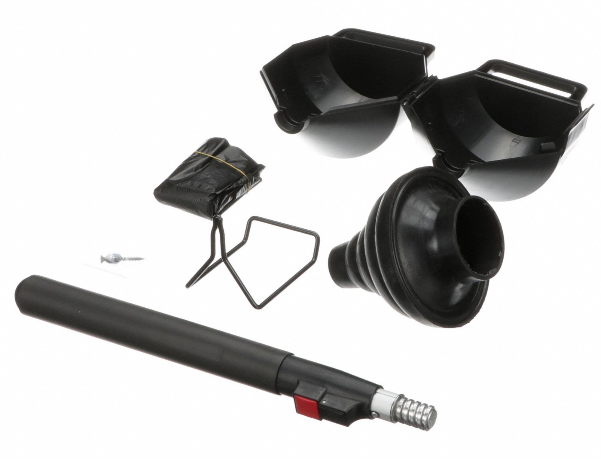 Plunger: Rubber, 25 in Handle Lg, 6 in Max Dia, For Use With Showers/Tubs/Sinks/Toilets