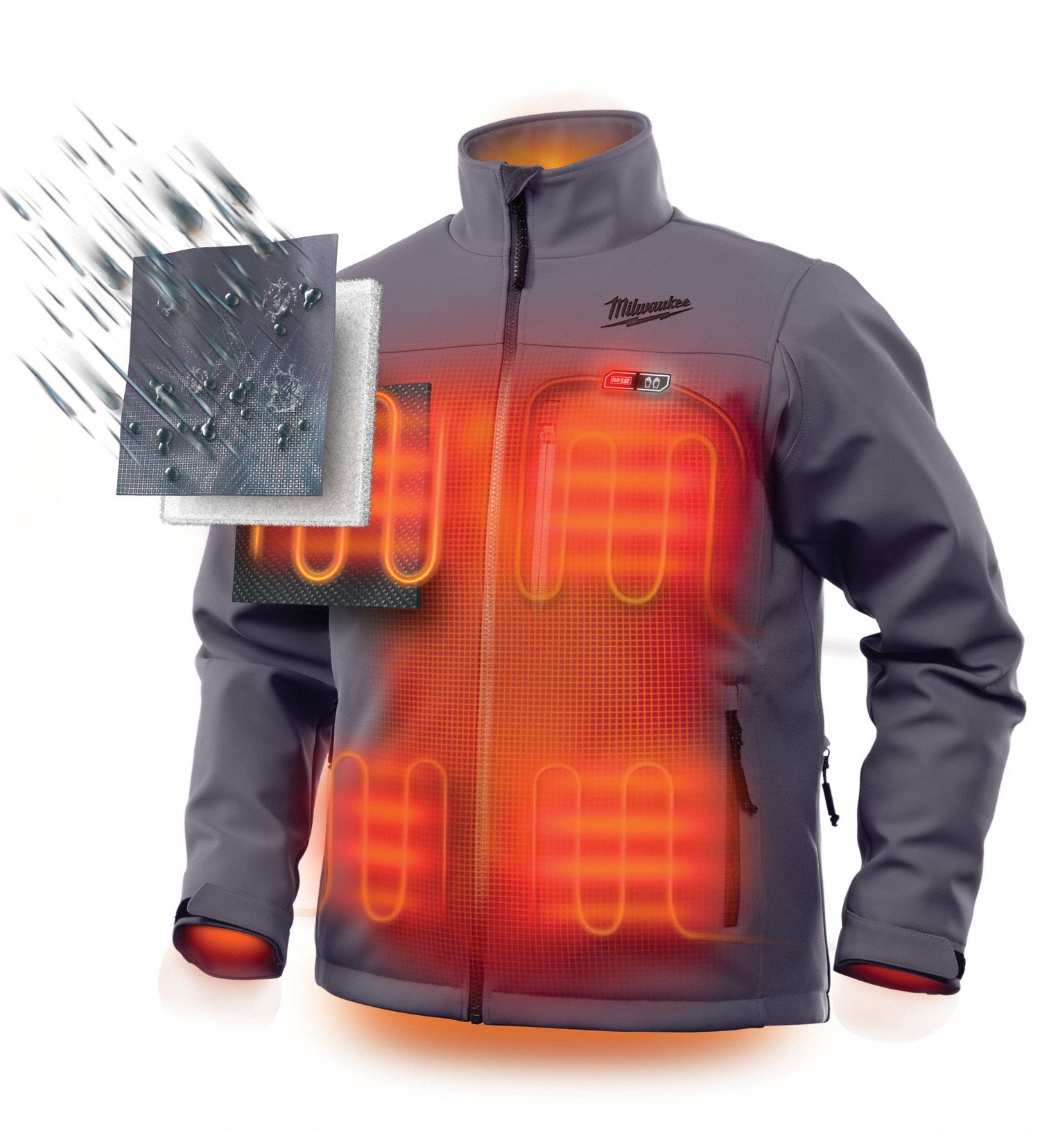 MILWAUKEE Heated Jacket, S, Mens, 12V Battery 498X60202G21S Grainger