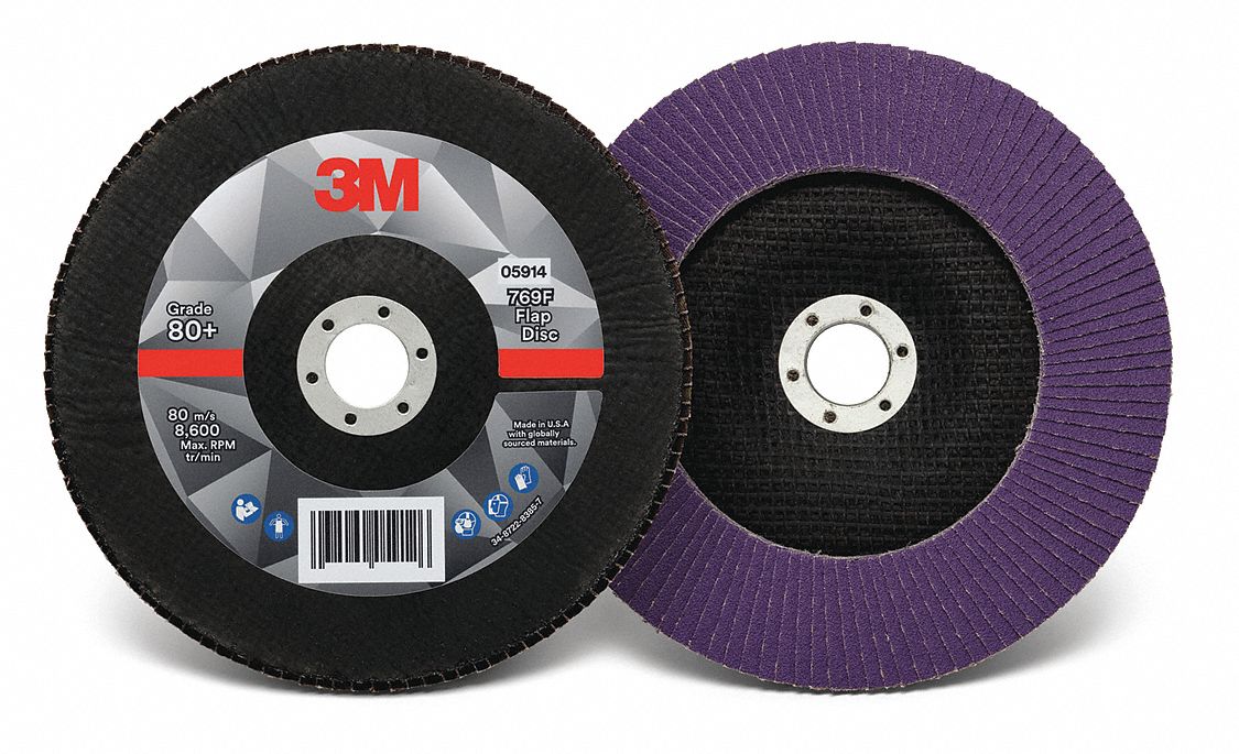 Flap Disc: Type 29, 7" x 7/8", Ceramic, 80 Grit, Fiberglass Bk, Std Density, 769F, 5 PK
