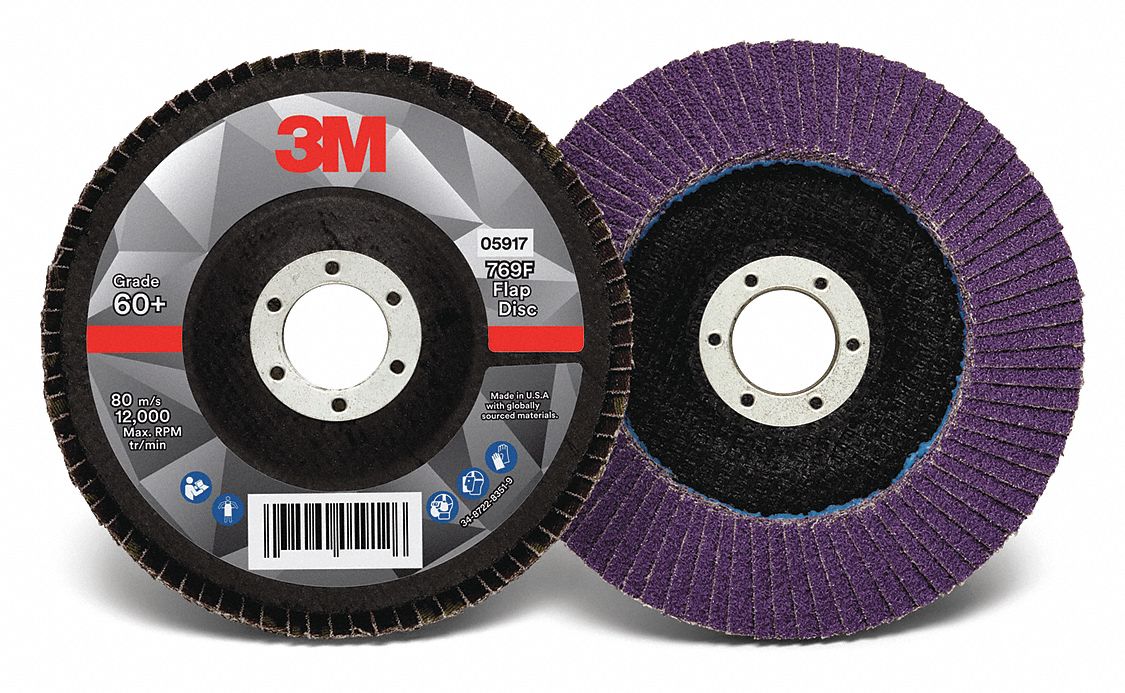 Flap Disc: Type 29, 5" x 7/8", Ceramic, 60 Grit, Fiberglass Bk, Std Density, 769F
