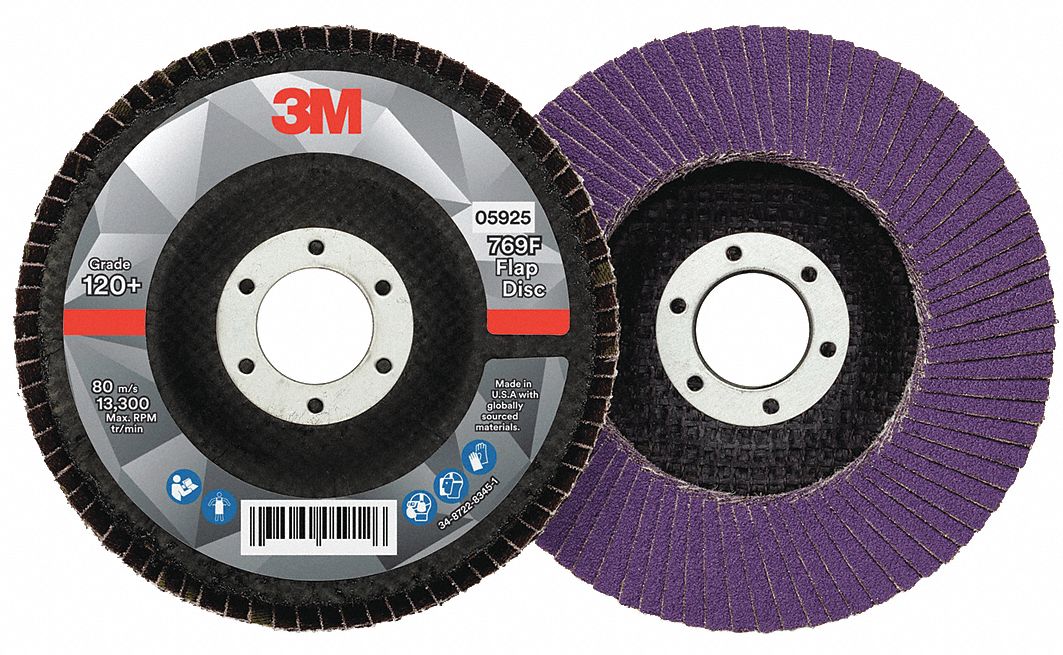 3M Flap Disc 7/8 in Mounting Hole Size, 120 Abrasive Grit, Fine