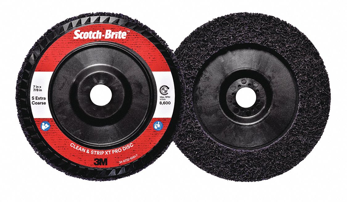 Non-Woven Depressed Center Disc: 7 in x 7/8 in, Silicon Carbide, Extra Coarse, XO-DC