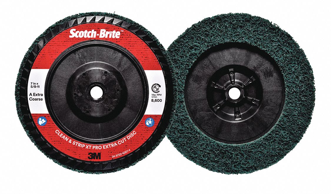 Non-Woven Depressed Center Disc: 7 in x 5/8"-11, Aluminum Oxide, Extra Coarse, XC-DC