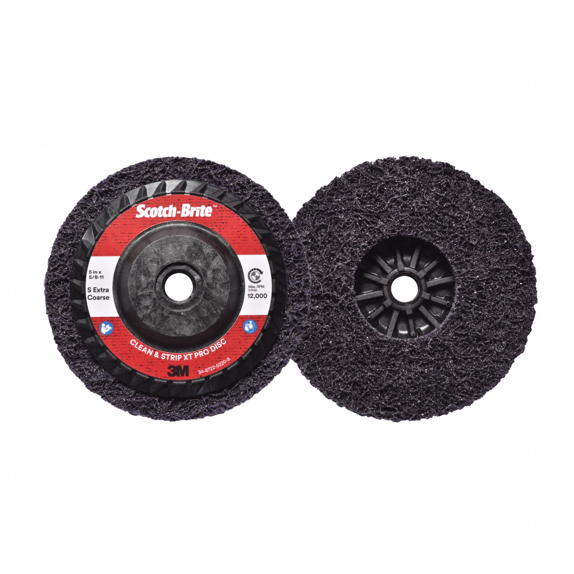 Non-Woven Depressed Center Disc: 5 in x 5/8"-11, Silicon Carbide, Extra Coarse, XO-DC