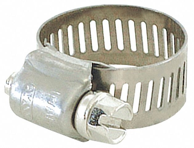 WORM GEAR HOSE CLAMP, 304 STAINLESS STEEL, PERFORATED BAND, 4⅛ IN TO 5 IN CLAMPING DIA, 10 PK