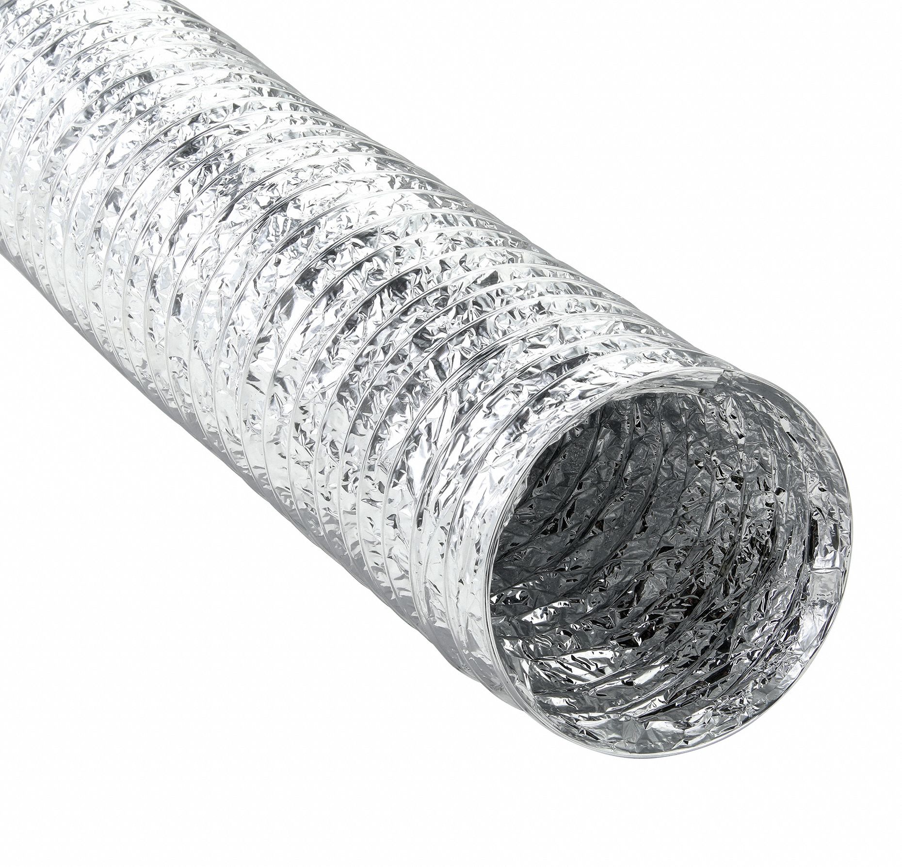 FLEXIBLE DUCT, 6 IN DIAMETER, 25 FT L, ALUMINUM, ALUMINUM