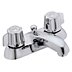 Low-Arc-Spout Dual-Dome-Lever-Handle Two-Hole Centerset Deck-Mount Bathroom Faucets
