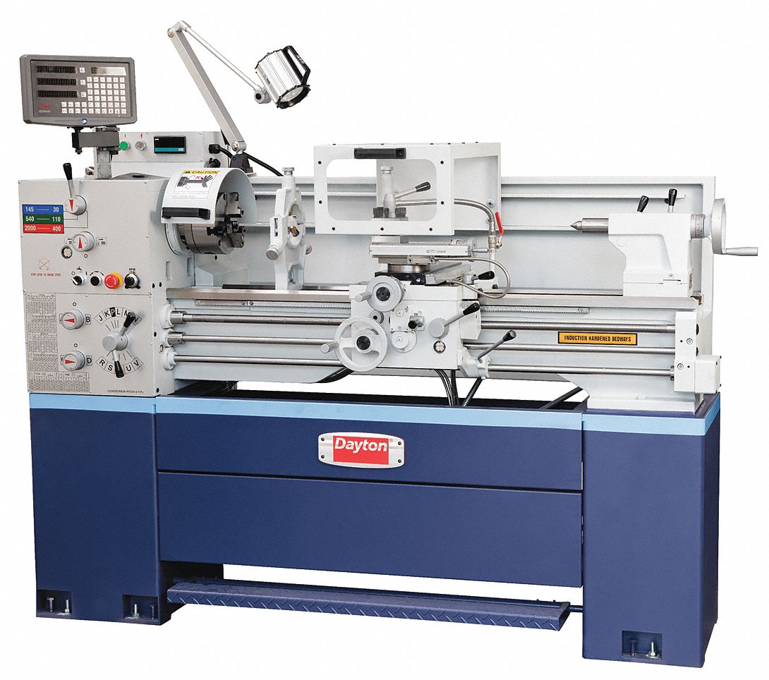 DAYTON Lathe, Distance Between Centers 40 in, Voltage 220V AC, 3 hp